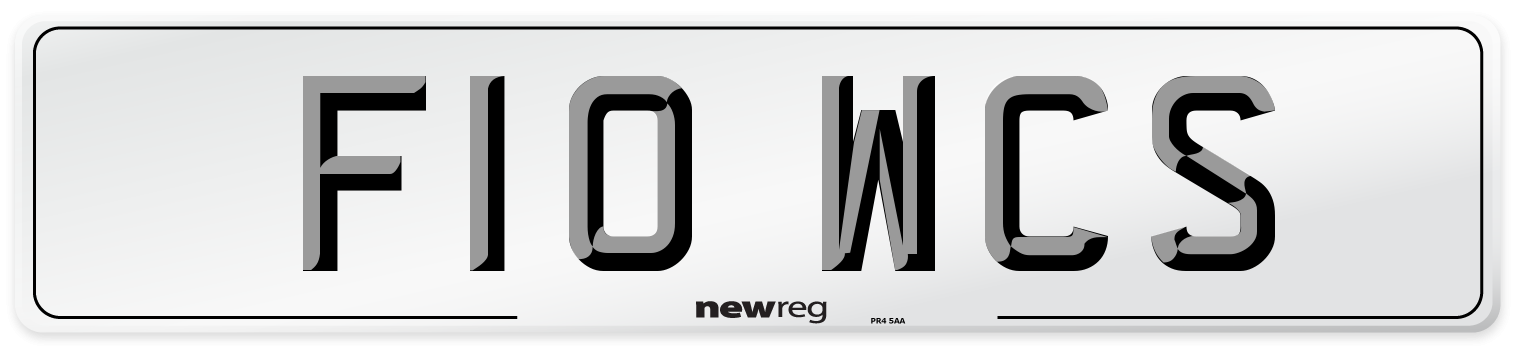 F10 WCS Number Plate from New Reg